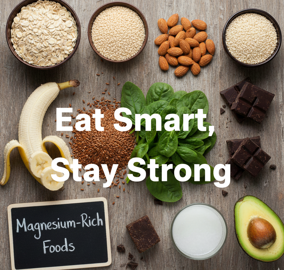Indian magnesium-rich foods arranged creatively for healthy lifestyle message.