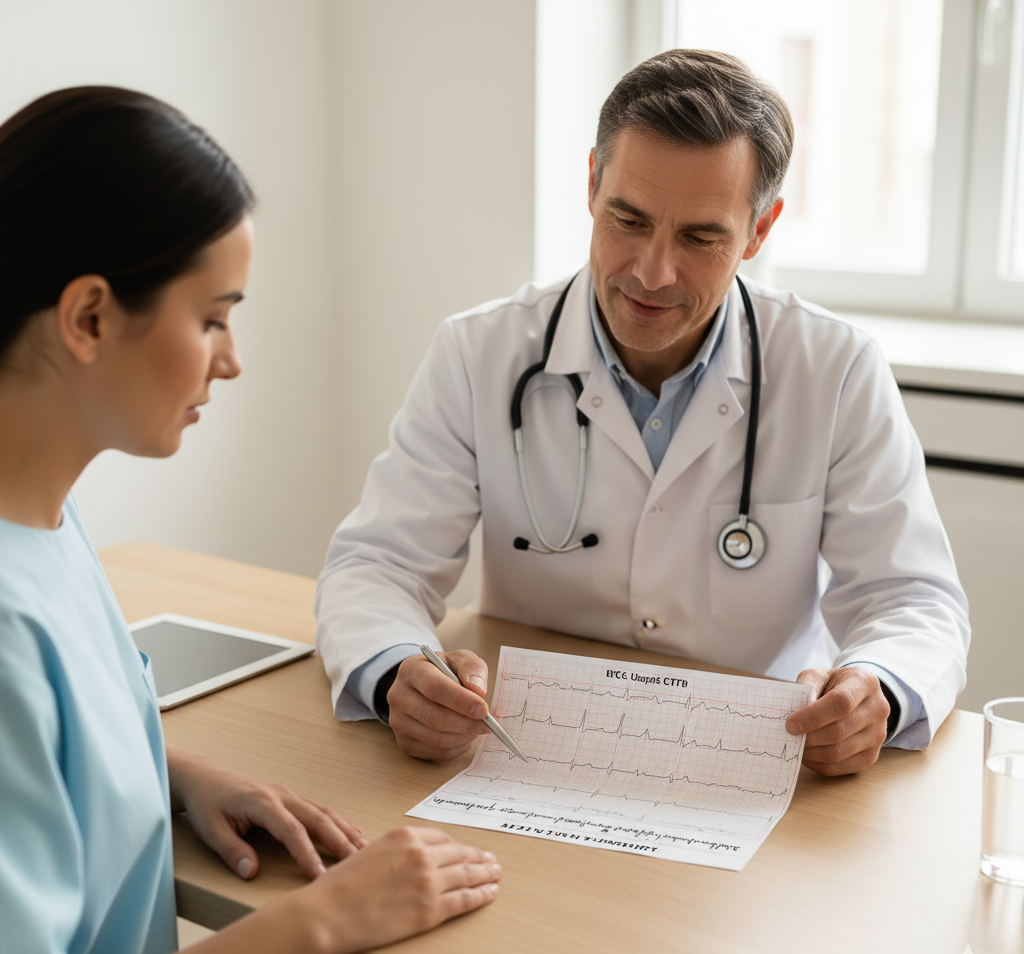 Patient consulting a cardiologist for heart rhythm issues