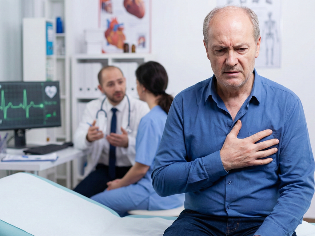 Younger adult experiencing chest discomfort and being advised to visit a cardiologist