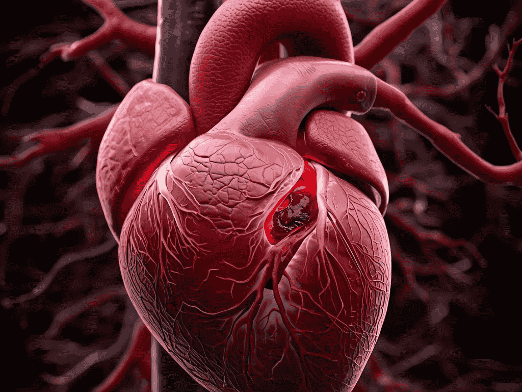 Diagram explaining what happens during a heart attack