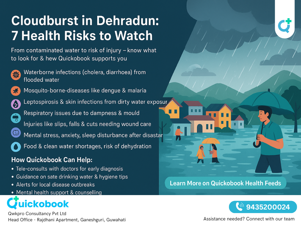Cloudburst In Dehradun: 7 Health Problems To Watch And How Quickobook Can Help You